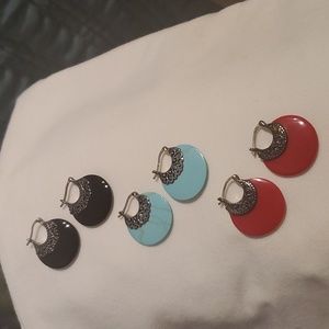 Three pair sterling gemstone earrings